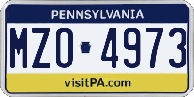 PA license plate MZO4973