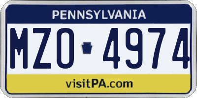 PA license plate MZO4974