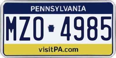 PA license plate MZO4985