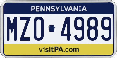 PA license plate MZO4989