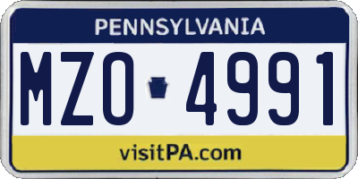 PA license plate MZO4991