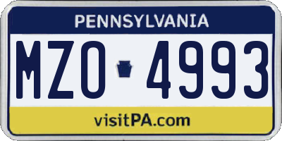 PA license plate MZO4993
