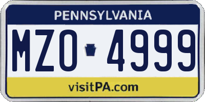 PA license plate MZO4999