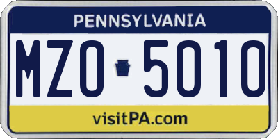 PA license plate MZO5010