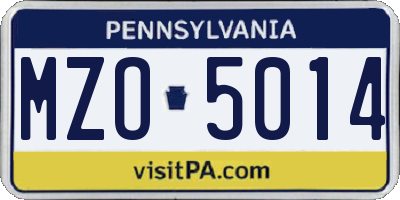 PA license plate MZO5014