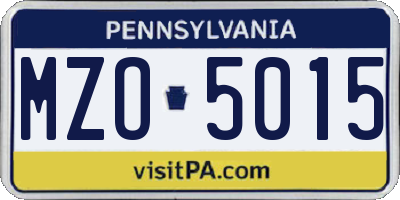 PA license plate MZO5015