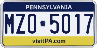 PA license plate MZO5017