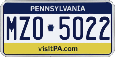 PA license plate MZO5022