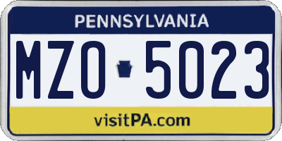 PA license plate MZO5023