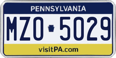 PA license plate MZO5029
