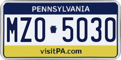 PA license plate MZO5030