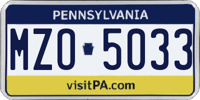 PA license plate MZO5033