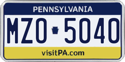 PA license plate MZO5040