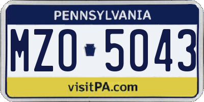 PA license plate MZO5043