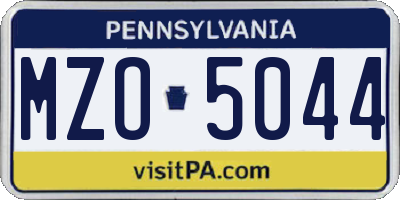 PA license plate MZO5044