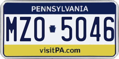 PA license plate MZO5046