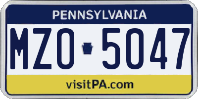 PA license plate MZO5047