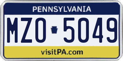 PA license plate MZO5049