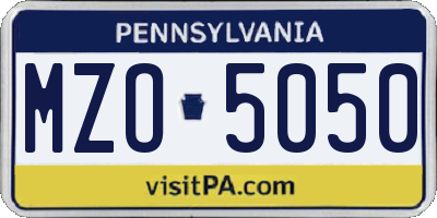 PA license plate MZO5050