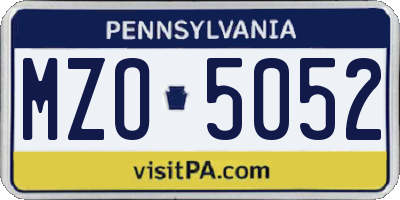 PA license plate MZO5052