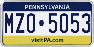 PA license plate MZO5053