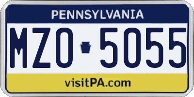 PA license plate MZO5055