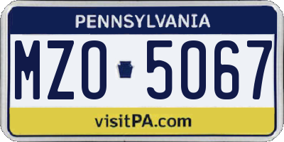 PA license plate MZO5067
