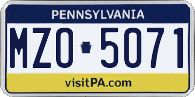 PA license plate MZO5071