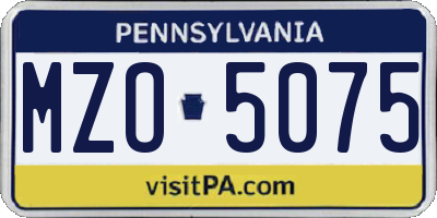 PA license plate MZO5075