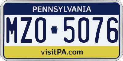 PA license plate MZO5076