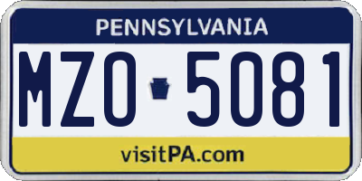 PA license plate MZO5081