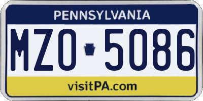 PA license plate MZO5086