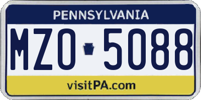 PA license plate MZO5088