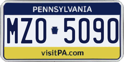PA license plate MZO5090