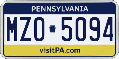 PA license plate MZO5094