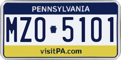 PA license plate MZO5101