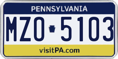 PA license plate MZO5103