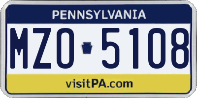 PA license plate MZO5108