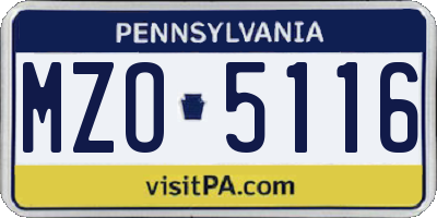 PA license plate MZO5116