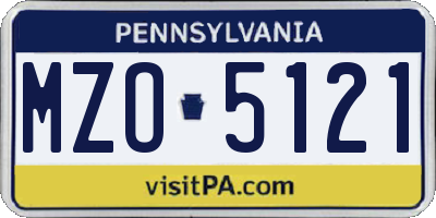 PA license plate MZO5121