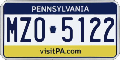 PA license plate MZO5122