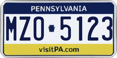 PA license plate MZO5123