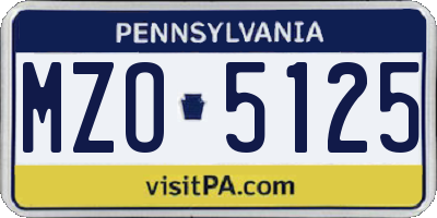 PA license plate MZO5125