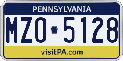 PA license plate MZO5128