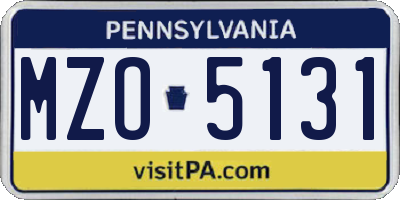 PA license plate MZO5131
