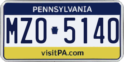 PA license plate MZO5140
