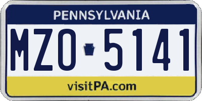 PA license plate MZO5141
