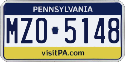 PA license plate MZO5148