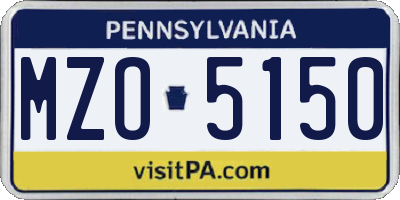 PA license plate MZO5150