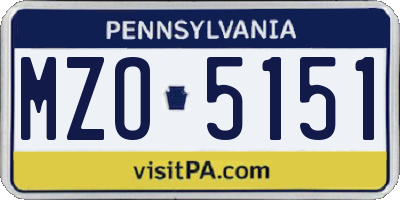 PA license plate MZO5151